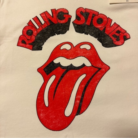 Daydreamer Rolling Stones Tongue Short Sleeve Boxy Crop Shrunken Tee Shirt - Picture 8 of 11